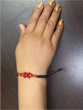 Red Bead work Macrame knotted Bracelet